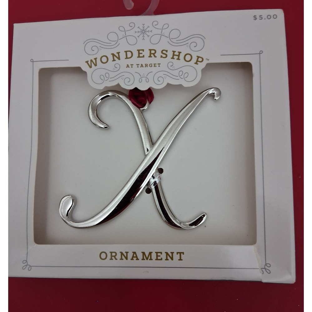 Wondershop Target Monogram Letter X Christmas Ornament Silver Tone